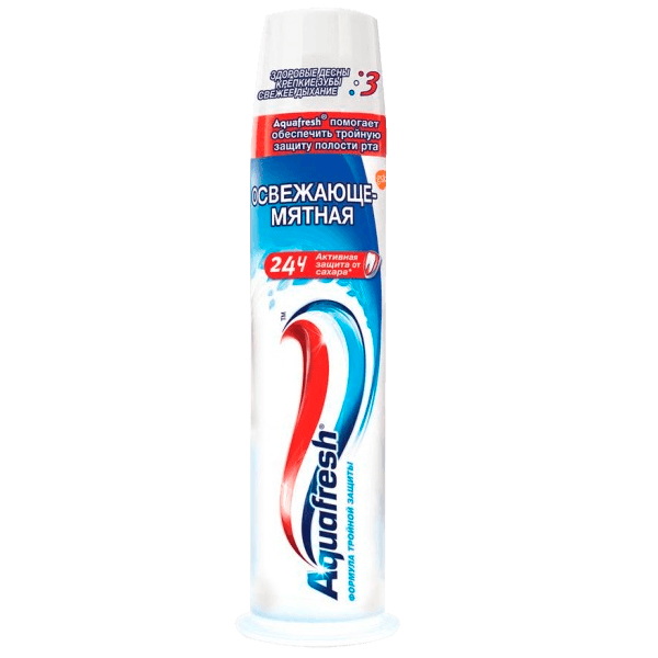 Аквафреш/Aquafresh Зубная паста освежающе-мятная с помпой 100мл