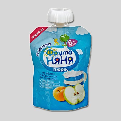 Фрутоняня Пюре неженка яблоко/абрикос/сливки 90г
