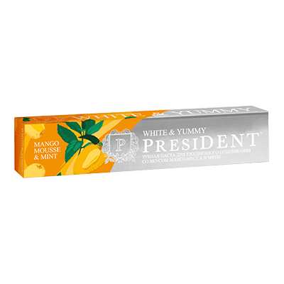 Зубная паста Президент white yummy манго-мусс с мятой 75г