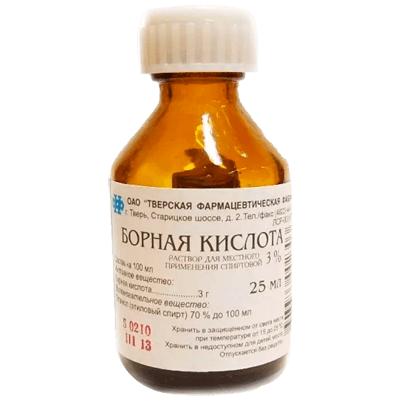 Борная кислота р-р д/местн. прим. (спирт.) 3% 25мл