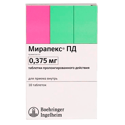 Мирапекс ПД табл.пролонг действ. 0,375мг №10