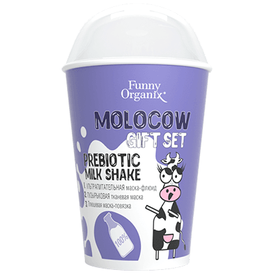 Фанни органикс/funny organix Набор Molocow Prebiotic milk shake (маска-флюид, пузырьковая маска ,маска-повязка)
