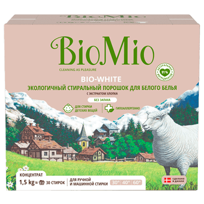 Biomio/Биомио Порошок стиральный экологичный д/белого белья bio-white 1 500г