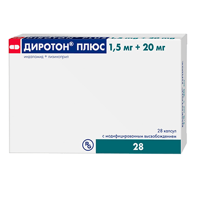 Диротон плюс капс. с модиф. высвоб. 1,5мг+20мг №28