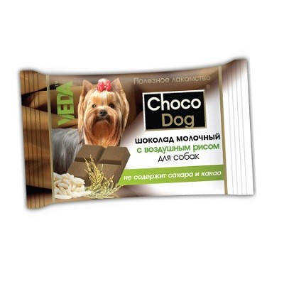 Веда Choco Dog Лакомство для собак шоколад молочный с воздушным рисом 15г