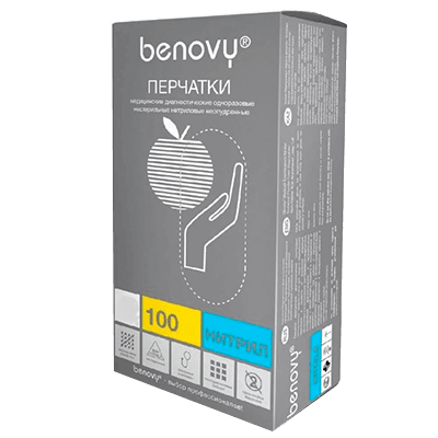 Перчатки смотровые нитрил нестер Benovy/Бенови голубой неопудр р.L 1 пара Перчатки смотровые нитрил нестер Benovy/Бенови голубой неопудр р.L 1 пара