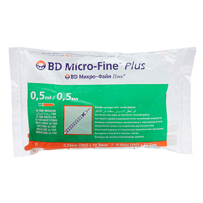 Шприц BD инсулин микро-файн+ 0,5мл №10 (U100 G31 0,25х6 )