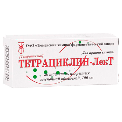 Тетрациклин-Лект табл. п.п.о. 100мг №20