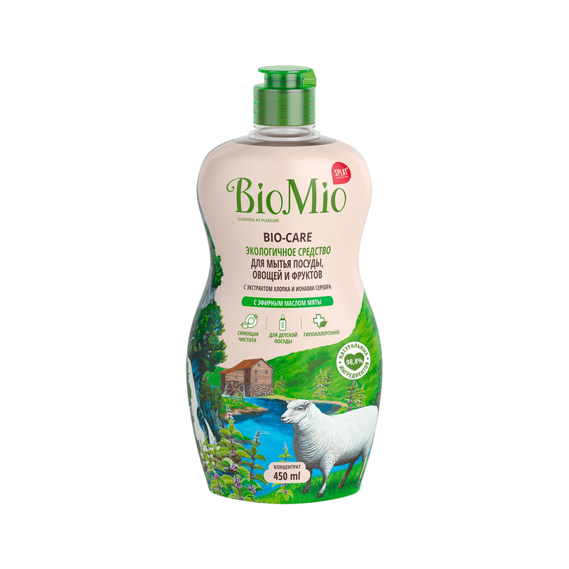 Biomio/Биомио Средство для мытья посуды, овощей, фруктов мята bio-care 450мл