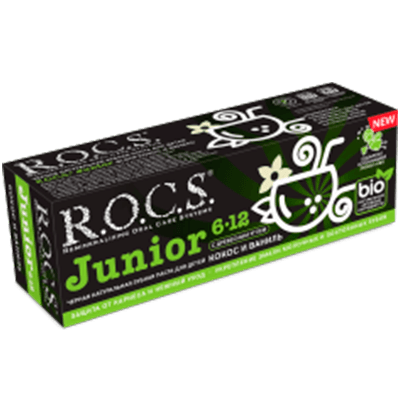Рокс Зубная паста Junior Black черная кокос/ваниль 74г