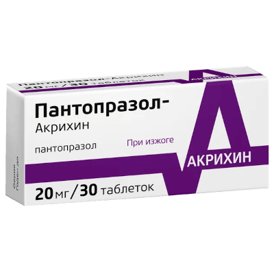 Пантопразол Акрихин таб. п.п.о кш/раств 20мг №30