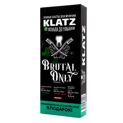 Зубная паста набор klatz brutal only супер-мята 75мл+бешеный имбирь 75мл+Зубная щетка жесткая