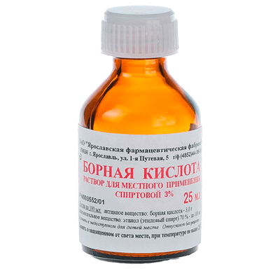 Борная кислота р-р д/местн. прим. (спирт.) 3% 25мл