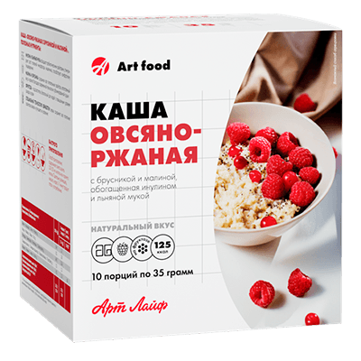 Каша Арт лайф овсяно-ржаная с брусникой и малиной пакет №10 Каша Арт лайф овсяно-ржаная с брусникой и малиной пакет №10