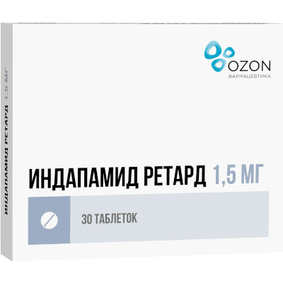 Индапамид ретард табл. пролонг. п.п.о. 1,5мг №30