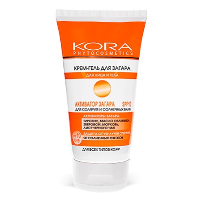 Кора Крем-гель для загара активатор загара SPF10 150мл Кора Крем-гель для загара активатор загара SPF10 150мл