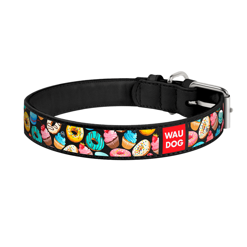 Collar Waudog Ошейник с рисунком Пончики 1,5х27-36см